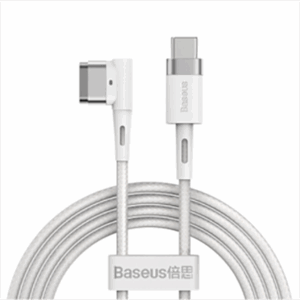 Baseus 60W 2M Zinc Magnetic Series iP Laptop Charging Cable Type-C to L-shaped Port  White - CATXC-W02- 1 Year Warranty