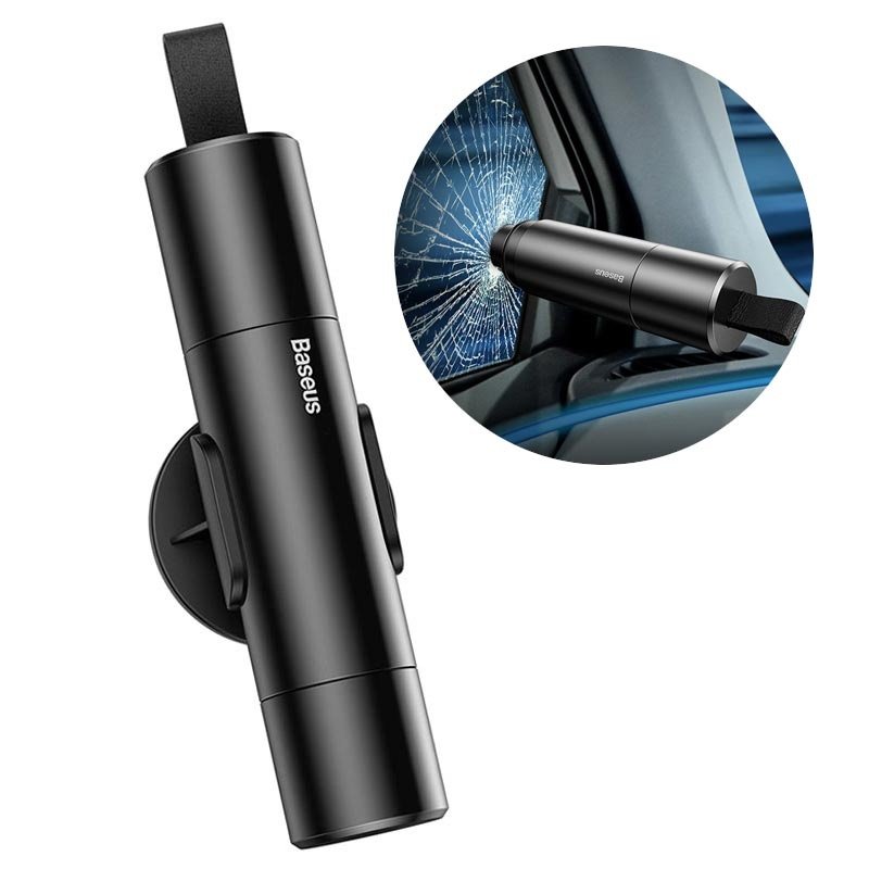 BASEUS Sharp Tool Safety Hammer with Broken Window + Cut Seat Belt Function - CRSFH-0G