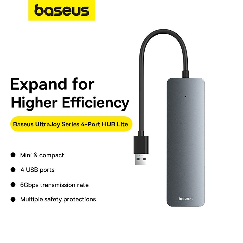 Baseus 4-Port HUB UltraJoy Series Lite- 15cm Space Grey USB-A to USB3.0 x 4 - 1 Year Warranty - Image 10