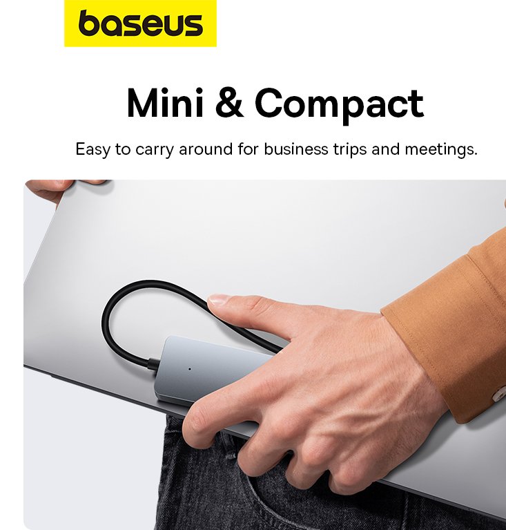 Baseus 4-Port HUB UltraJoy Series Lite- 15cm Space Grey USB-A to USB3.0 x 4 - 1 Year Warranty - Image 11