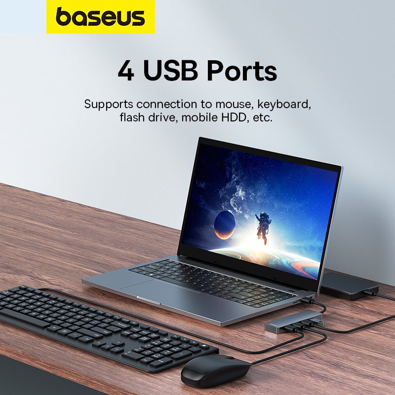 Baseus 4-Port HUB UltraJoy Series Lite- 15cm Space Grey USB-A to USB3.0 x 4 - 1 Year Warranty - Image 12
