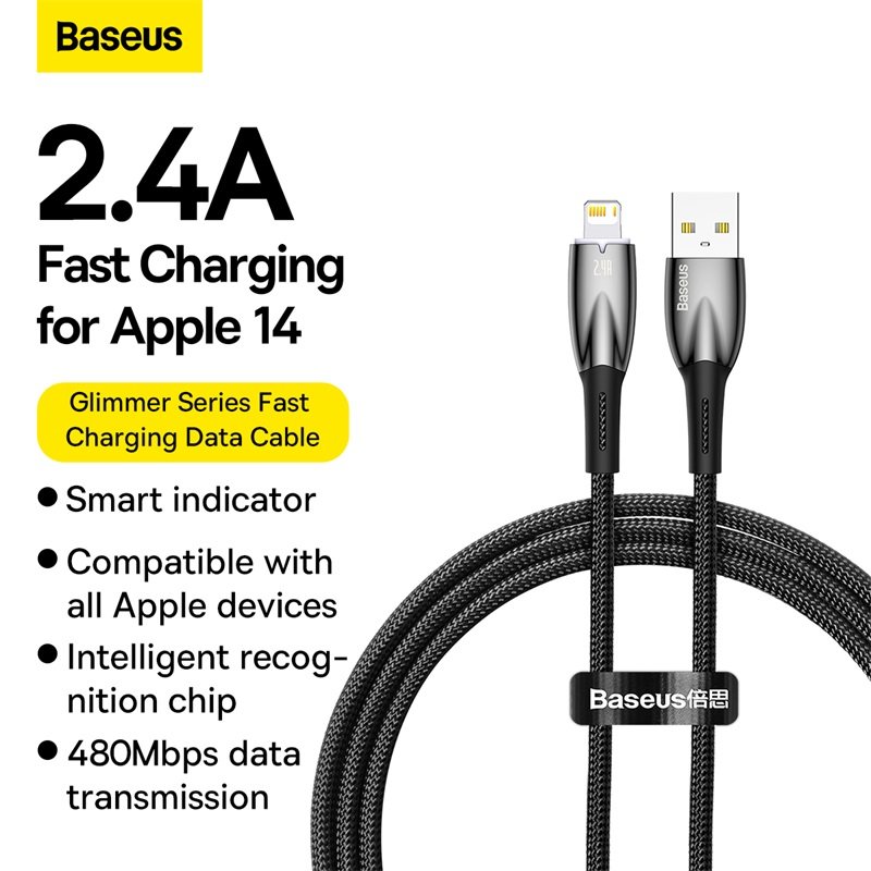 Baseus Glimmer Series 2 Meter USB to Lightning 2.4A Cable - 1Y - Image 12