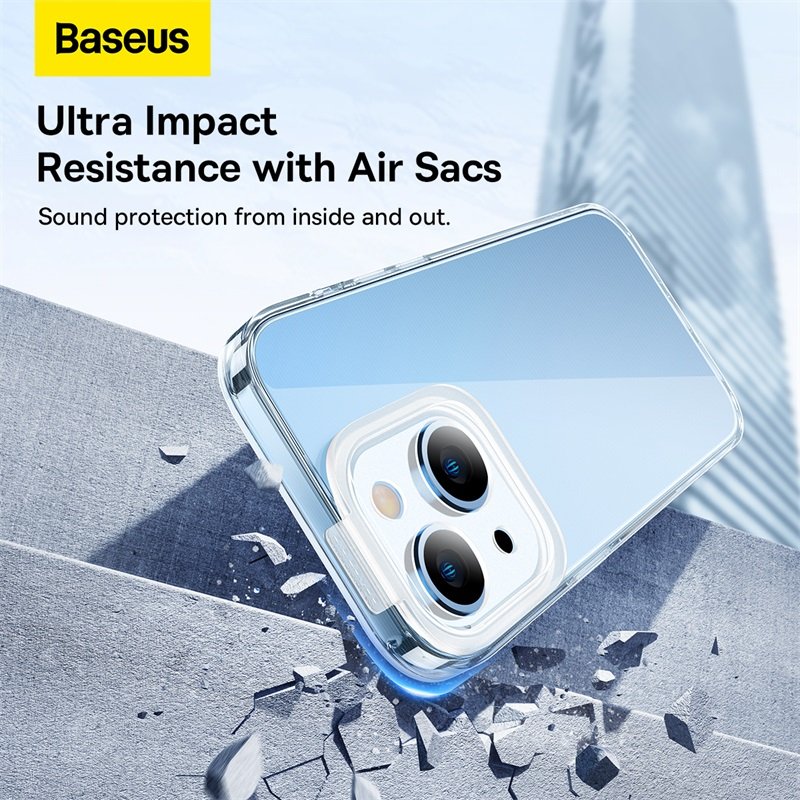 Baseus Illusion Series iP 14 Plus Protective Case for (With clear/Black/Blue/Purple Camera Lens Frames and Full Coverage Tempered Glass Screen Protector and Cleaning kit)- ARHJ010002 - Image 6