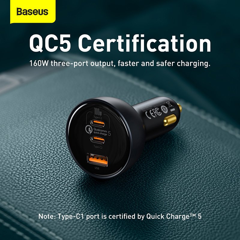 Baseus 160W Qualcomm? Quick Charge? 5 Technology Car Charger 2C+U- 1Y - Image 2