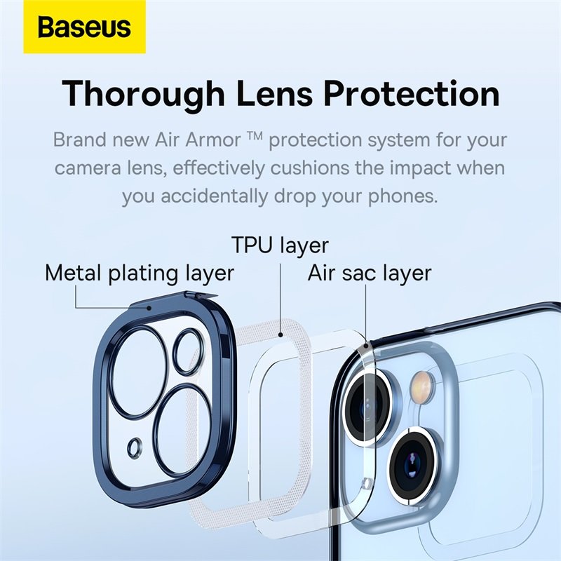 Baseus iPhone 14 Glitter Series Magnetic Case (Pack of 1 with Full Coverage Tempered Glass Screen Protector and Cleaning kit), Blue - ARMC010403 - Image 6