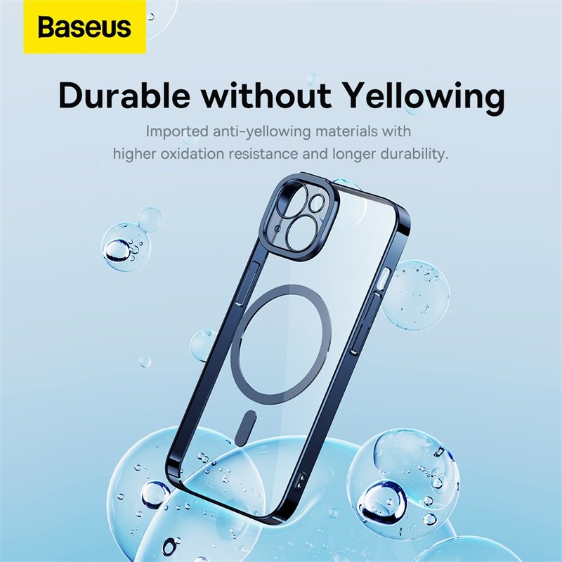 Baseus iPhone 14 Glitter Series Magnetic Case (Pack of 1 with Full Coverage Tempered Glass Screen Protector and Cleaning kit), Blue - ARMC010403 - Image 5