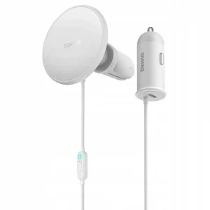 Baseus CW01 Magnetic Wireless Charging Car Mount 40W (Wireless Charging 15w+Type-C 25W) White Baseuscolombo