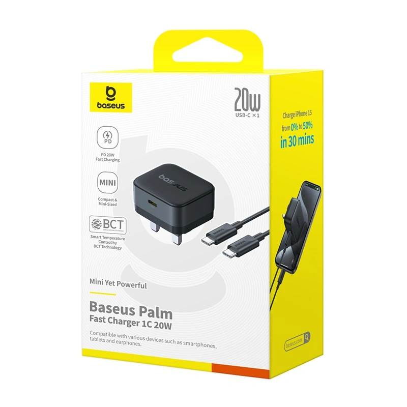 Baseus Palm Fast Charger 1C 20W UK Cluster Black Baseuscolombo