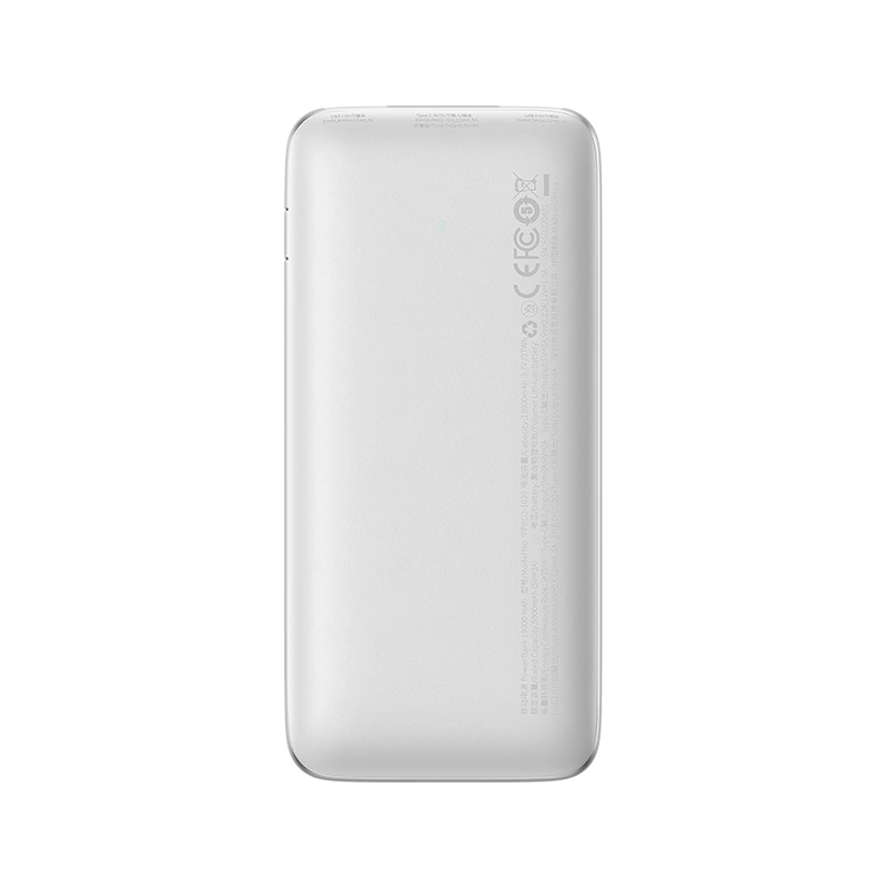 Baseus Bipow Pro Digital Display Fast Charge Power Bank 10000mAh 20W (With Simple Series Charging Cable USB to Type-C 3A 0.3m White) Overseas Edition - White - PPBD040202
