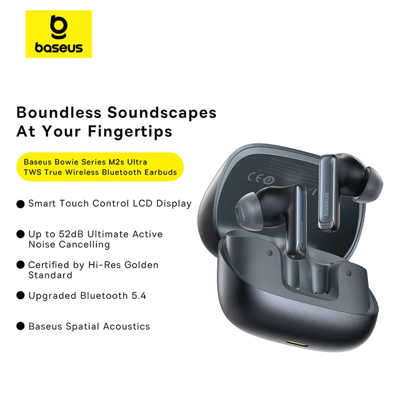 Baseus Bowie M2s Ultra True Wireless Earphones (With ANC & Touch Control Display) - Cosmic Black - A00074101123-00 Baseuscolombo