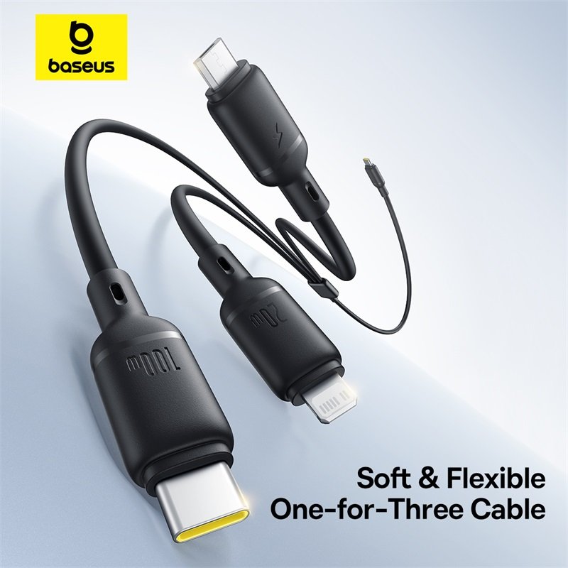 Baseus Silky One-for-Three 1.5Meter 100W Type -C to M+L+C Fast Charging Cable - Image 12