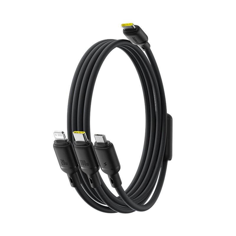 Baseus Silky One-for-Three 1.5Meter 100W Type -C to M+L+C Fast Charging Cable - Image 3