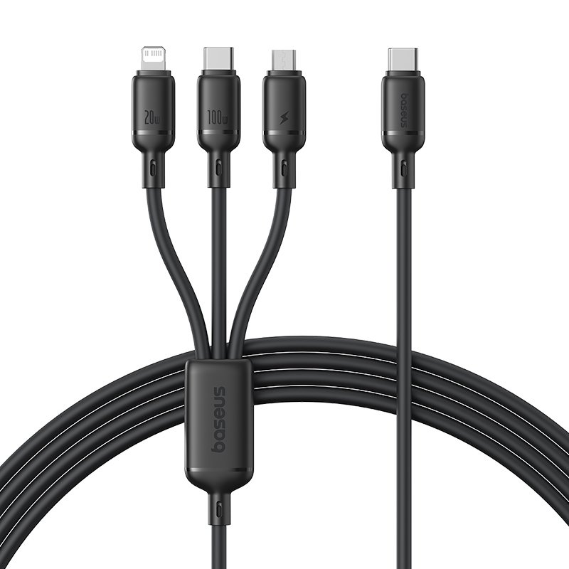 Baseus Silky One-for-Three 1.5Meter 100W Type -C to M+L+C Fast Charging Cable