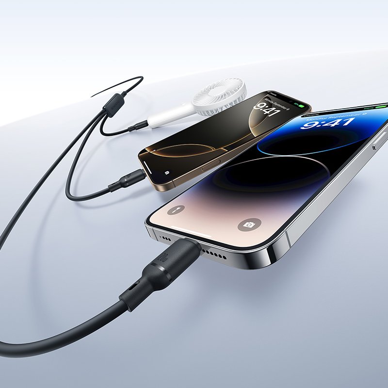 Baseus Silky One-for-Three 1.5Meter 100W Type -C to M+L+C Fast Charging Cable - Image 7