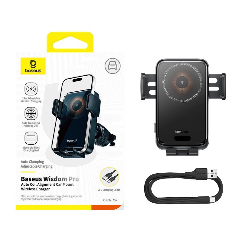 Baseus Wisdom Pro Auto Coil Alignment Car Mount Wireless Charger Air Outlet Version - Image 15