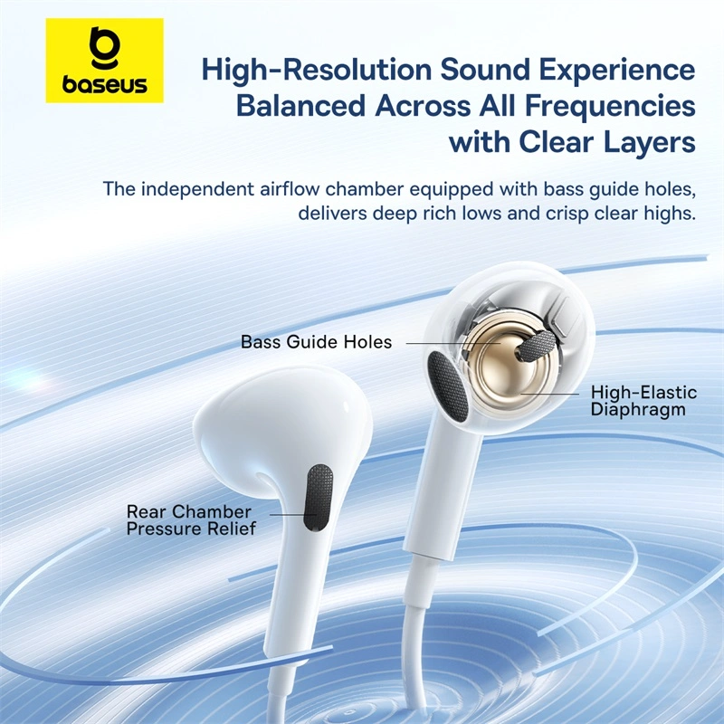 Baseus Encok CZ19 Wired Earphones – Moon White - Image 3